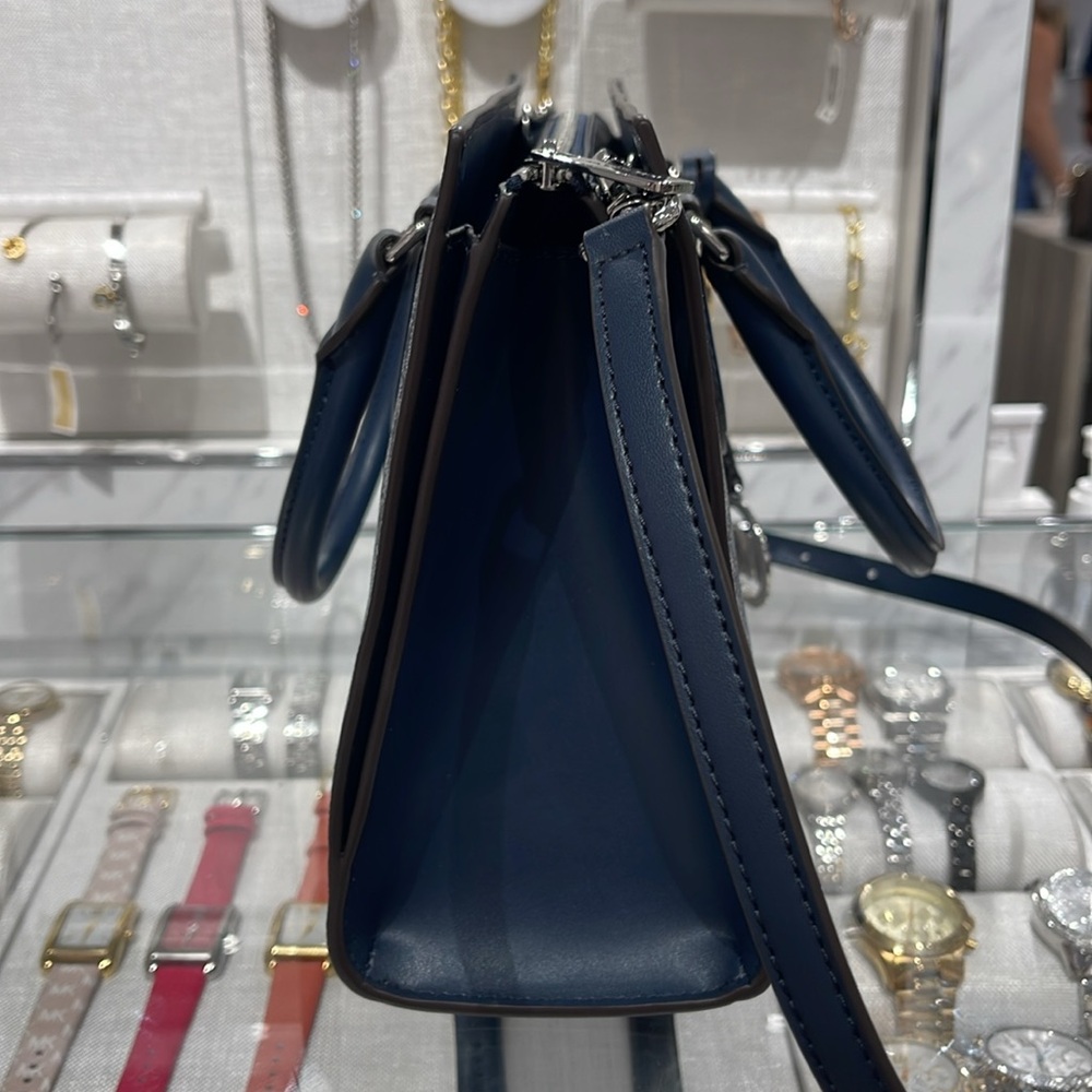 MICHAEL KORS Sheila Medium Ombré Signature Logo CZ Satchel Crossbody 
Navy 
NWT - Picture 5 of 16